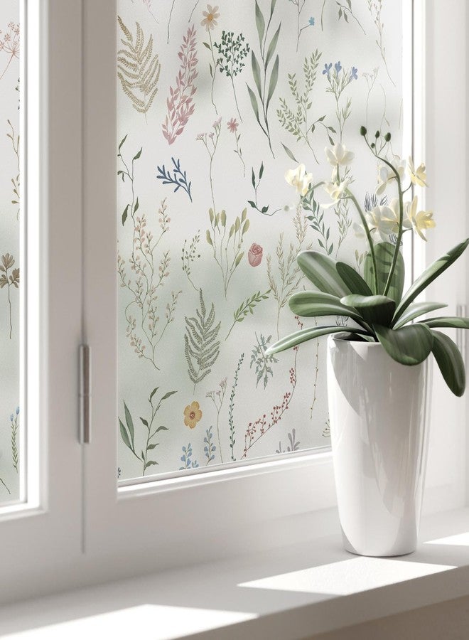 Dimoon 17.3" x 78.7" Window Privacy Film Stained Glass Floral Film for Home Rainbow Effect See Out Decorative Frosted Static Cling Stickers Kitchen Bathroom - Image 1